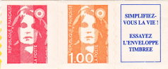 Marianne du bicentenaire (adhésif) : timbre sans valeur et timbre à 1fr provenant de carnet