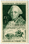 Journée du timbre 1949 - Choiseul - Surintendant général des postes de 1760 à 1770